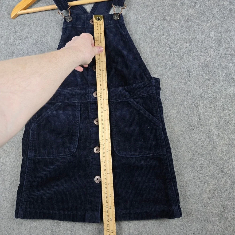 OshKosh B'gosh Corduroy Jumper Girls 7 Navy Blue Button Front Pinafore Dress